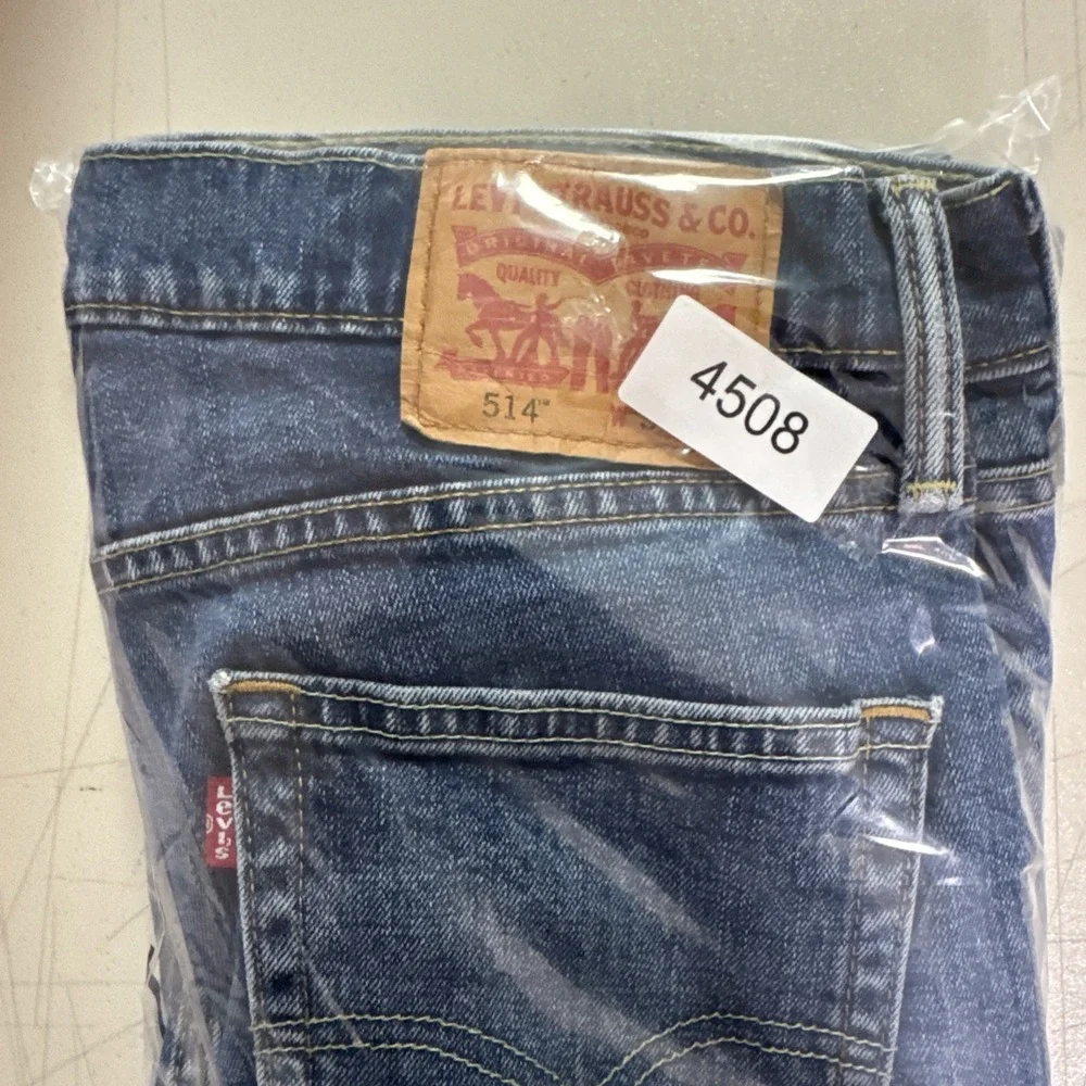 Levis 514 Jeans Mens 33x34 (32x33) Slim Straight Faded Distressed Workwear Denim